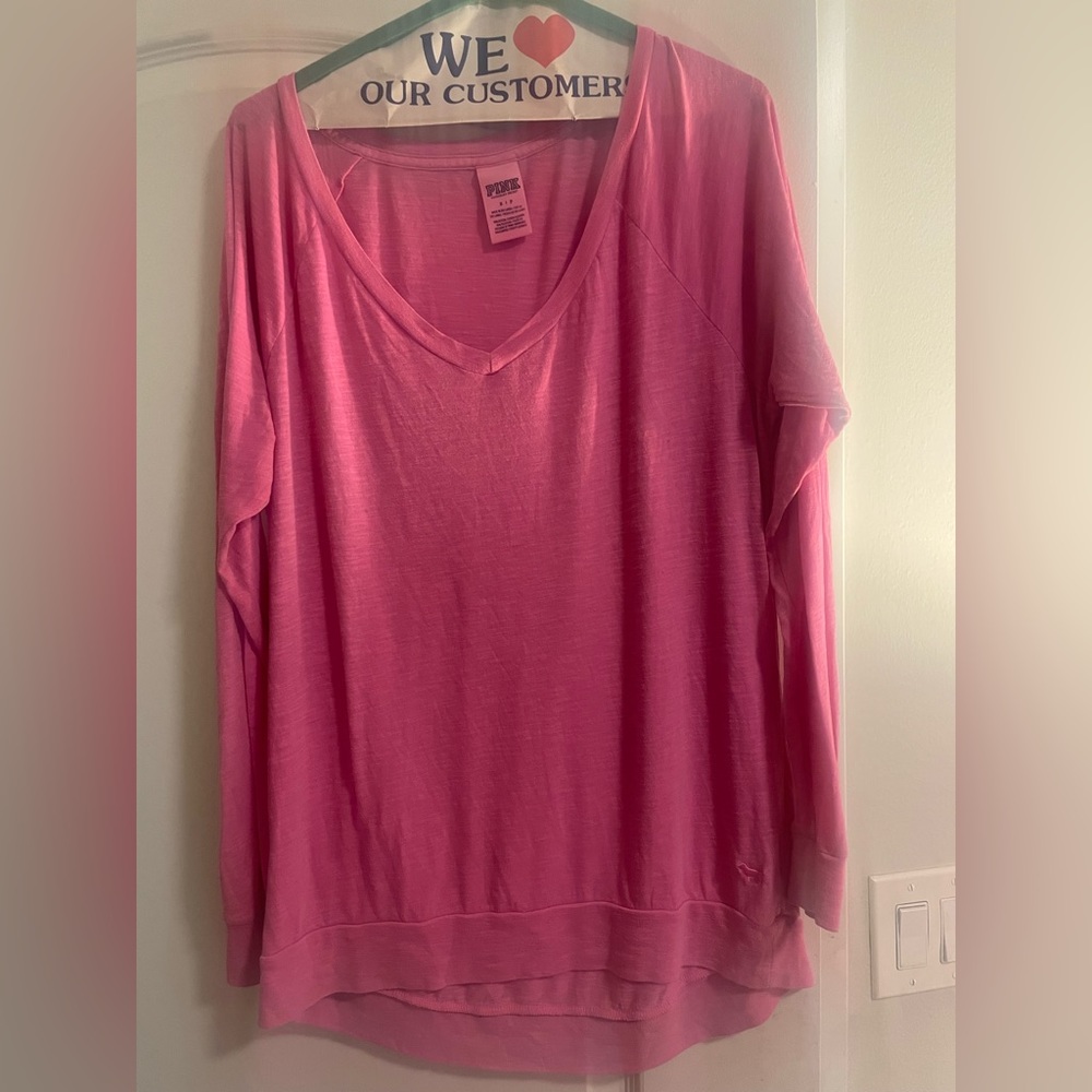 EUC Victoria’s Secret PINK! Neon pink long sleeve tee in S